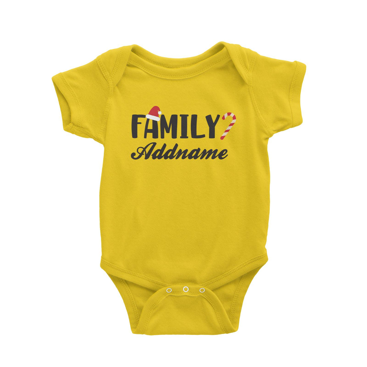 Christmas Series Family Addname with Santa Hat and Candy Cane Baby Romper