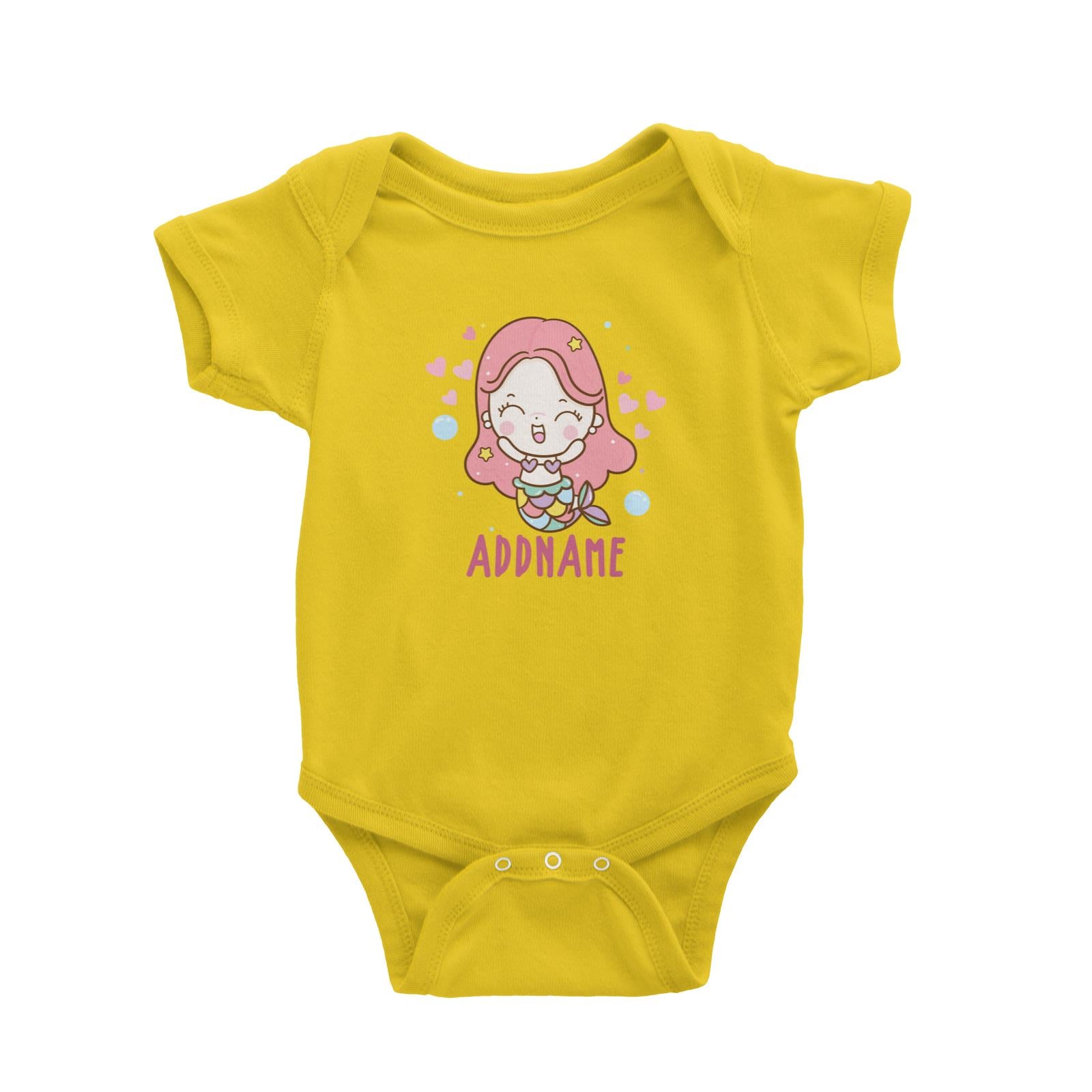 Unicorn And Princess Series Cute Happy Mermaid Girl Addname Baby Romper