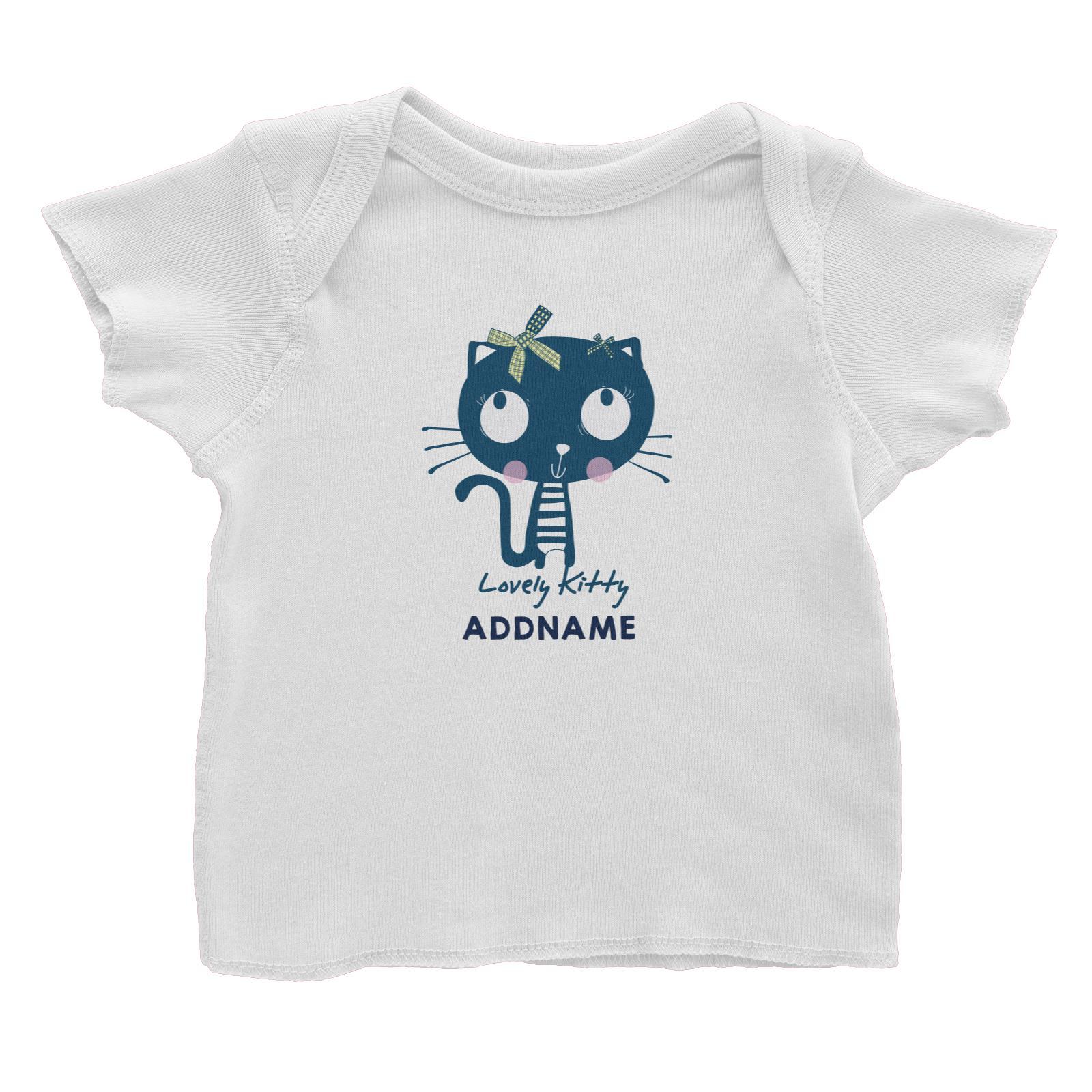 Cool Vibrant Series Lovely Blue Kitty Addname Baby T-Shirt