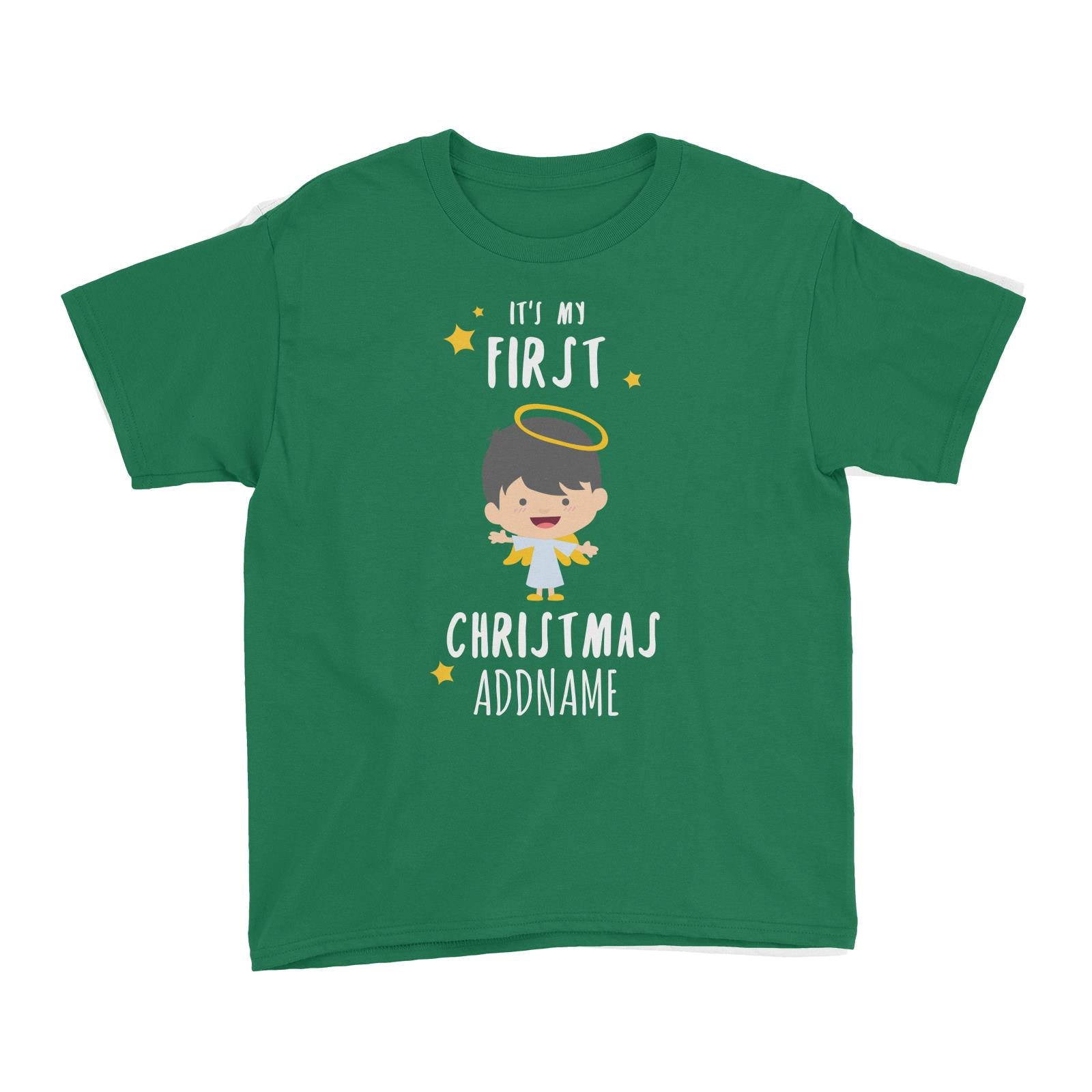 Cute Boy Angel First Christmas Addname Kid's T-Shirt  Personalizable Designs