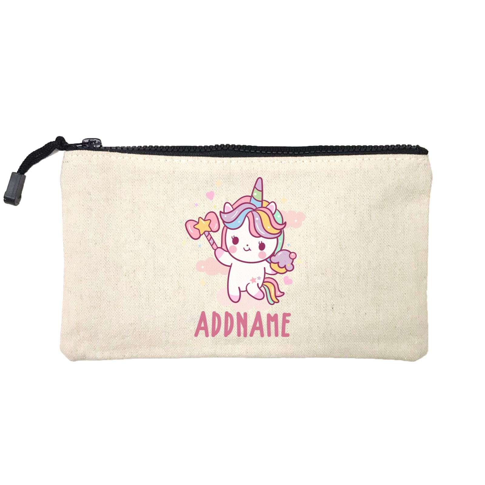 Unicorn And Princess Series Cute Unicorn With Wand Addname Mini Accessories Stationery Pouch