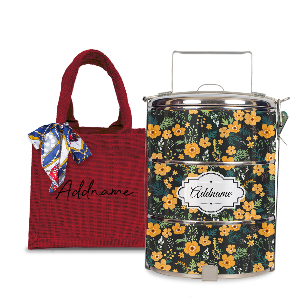 Yellow Windflower Tiffin Carrier