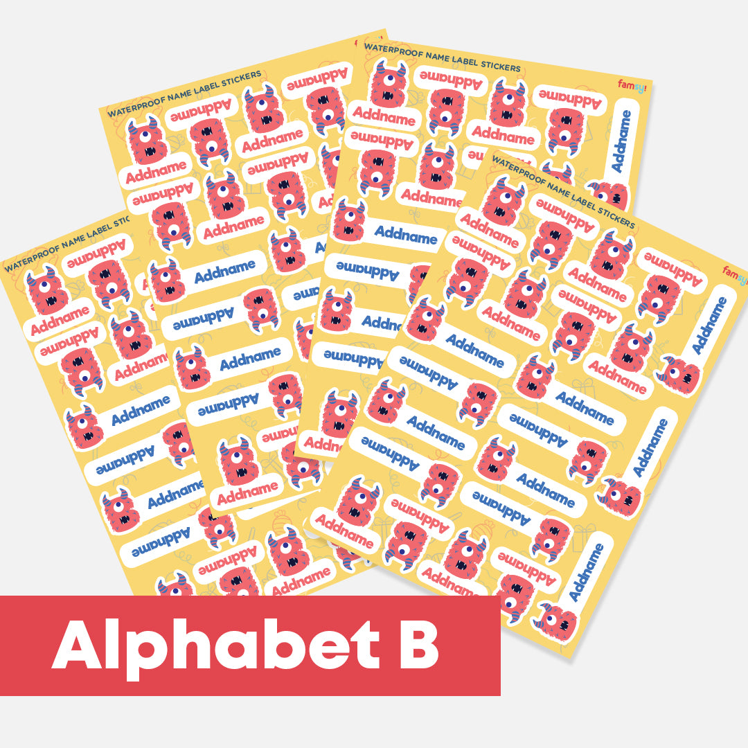 Cute Monster Alphabet Waterproof Name Label Stickers