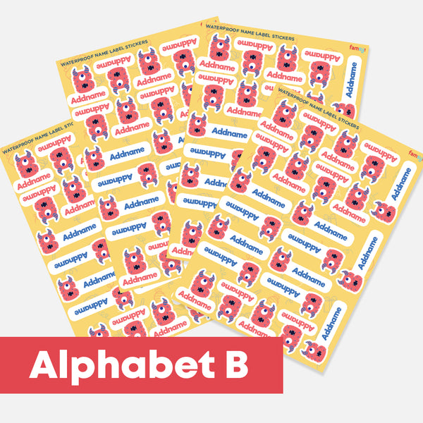 Cute Monster Alphabet Waterproof Name Label Stickers - FamsyMall