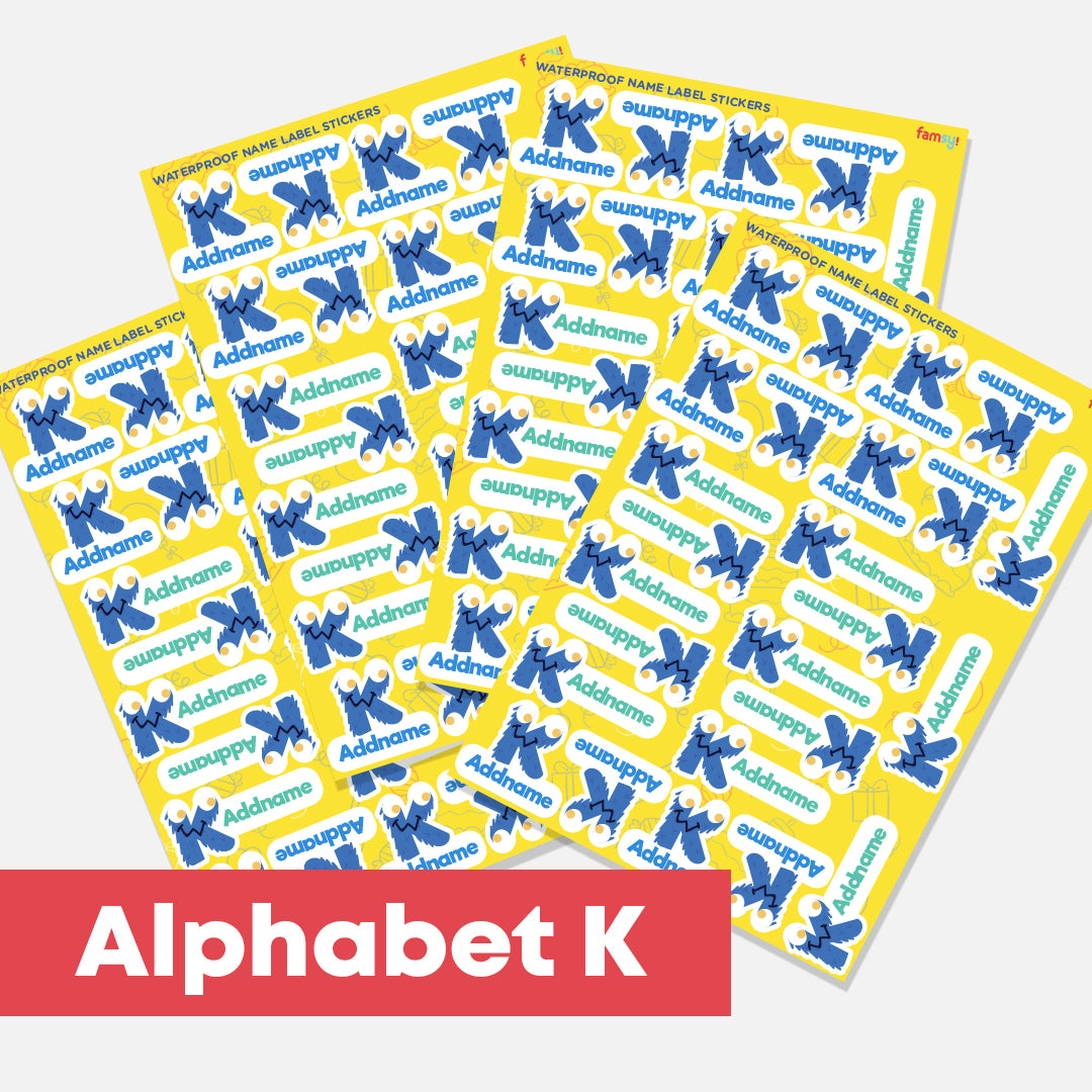 Cute Monster Alphabet Waterproof Name Label Stickers