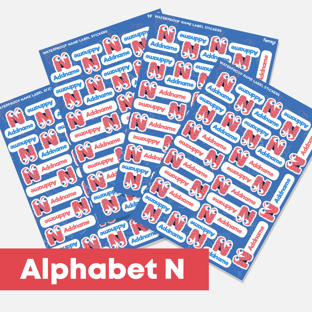 Cute Monster Alphabet Waterproof Name Label Stickers