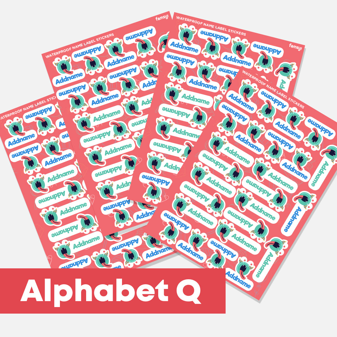 Cute Monster Alphabet Waterproof Name Label Stickers