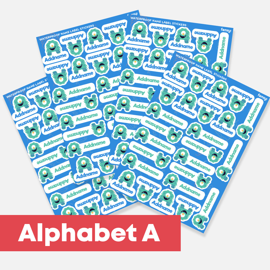 Cute Monster Alphabet Waterproof Name Label Stickers