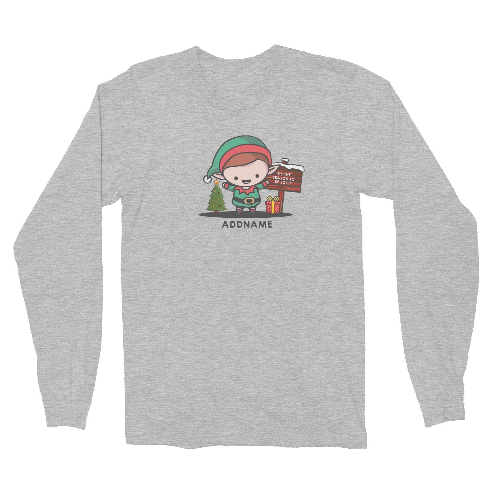 Christmas Cute Jolly Series Elf Addname Long Sleeve  T-Shirt