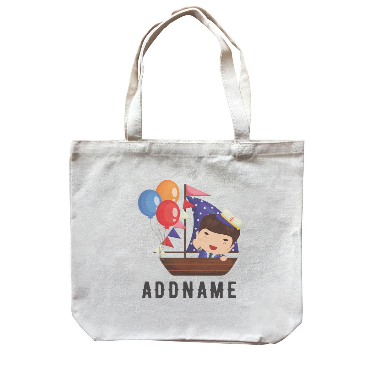 Birthday Sailor Boy In Ship With Balloon Addname Canvas Bag