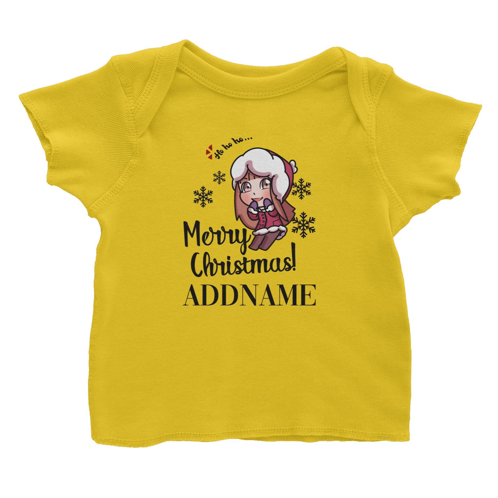 Xmas Christmas Chibi Family Little Girl Wishes Merry Christmas Baby T-Shirt