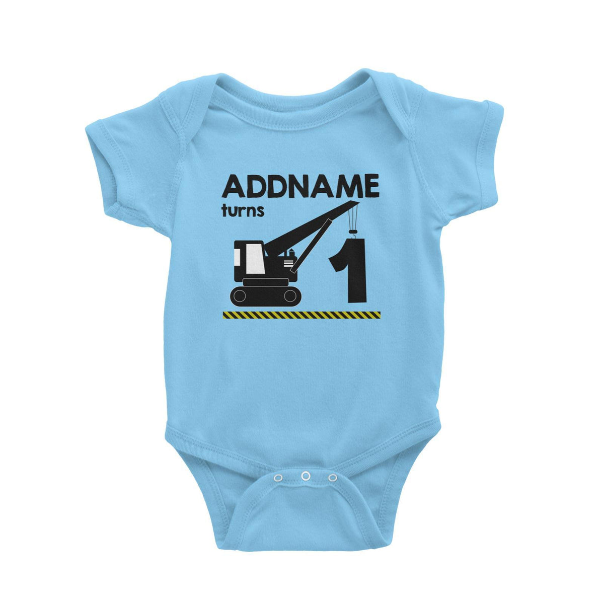 Construction Birthday Theme Crane Personalizable with Name and Number Baby Romper