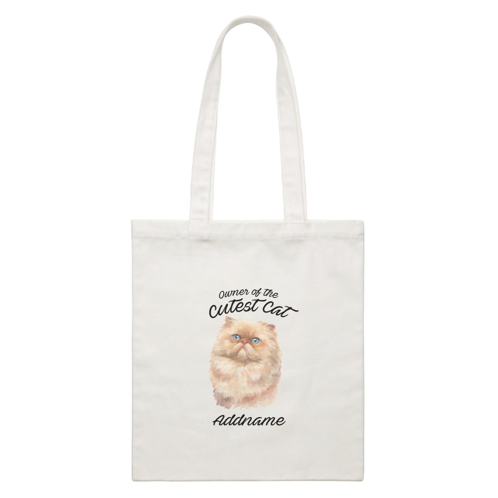 Watercolor Owner Of The Cutest Cat Persian Light Brown Addname White Canvas Bag