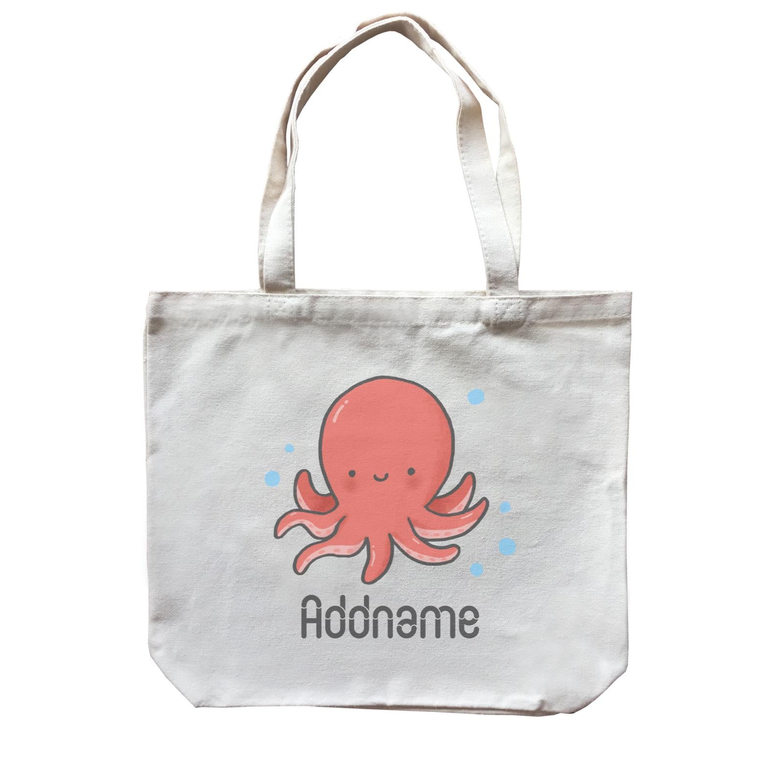 Cute Hand Drawn Style Octopus Addname Canvas Bag