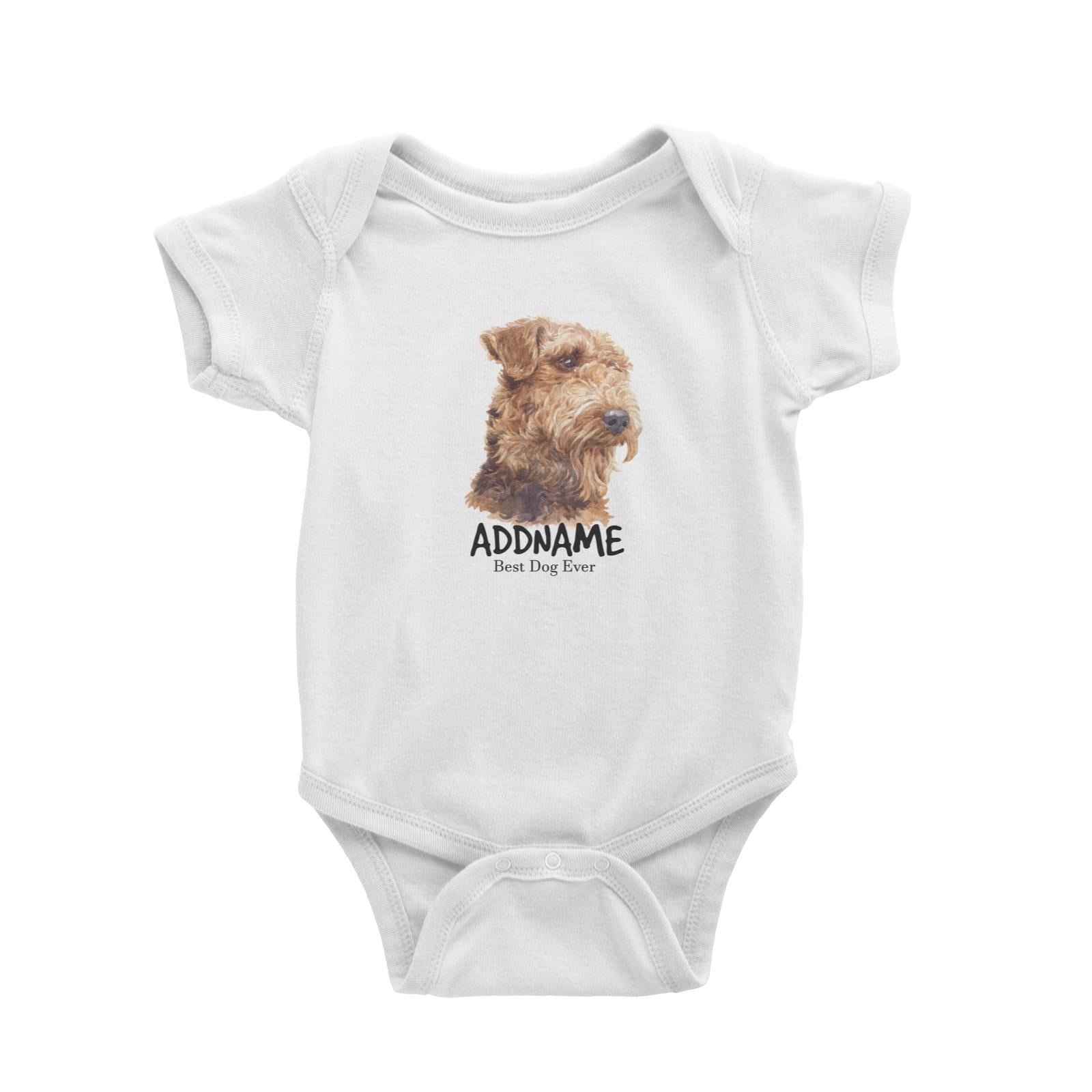 Watercolor Dog Airedale Terrier Best Dog Ever Addname Baby Romper