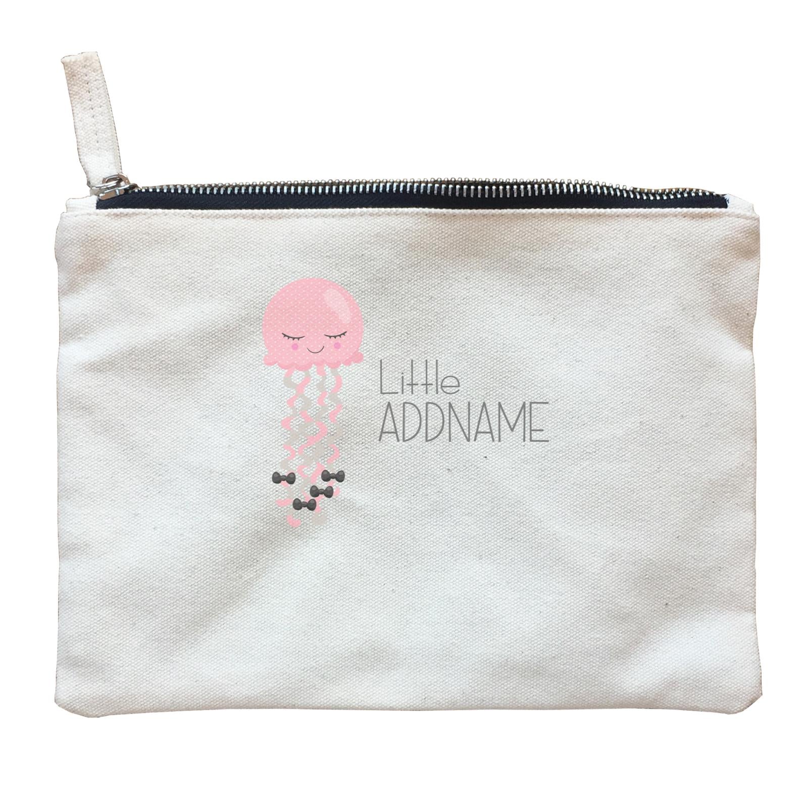Nursery Animals LIttle Pink Jellyfish with Ribbons Addname Zipper Pouch