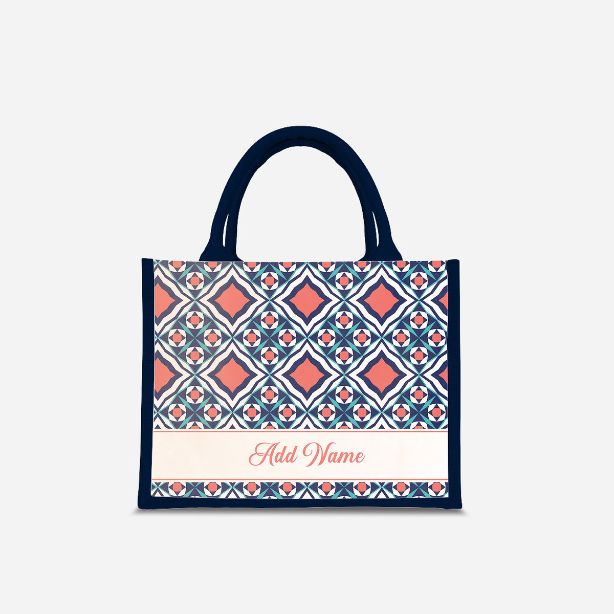 Moroccan Series Half Lining Small Jute Bag - Chihab Navy