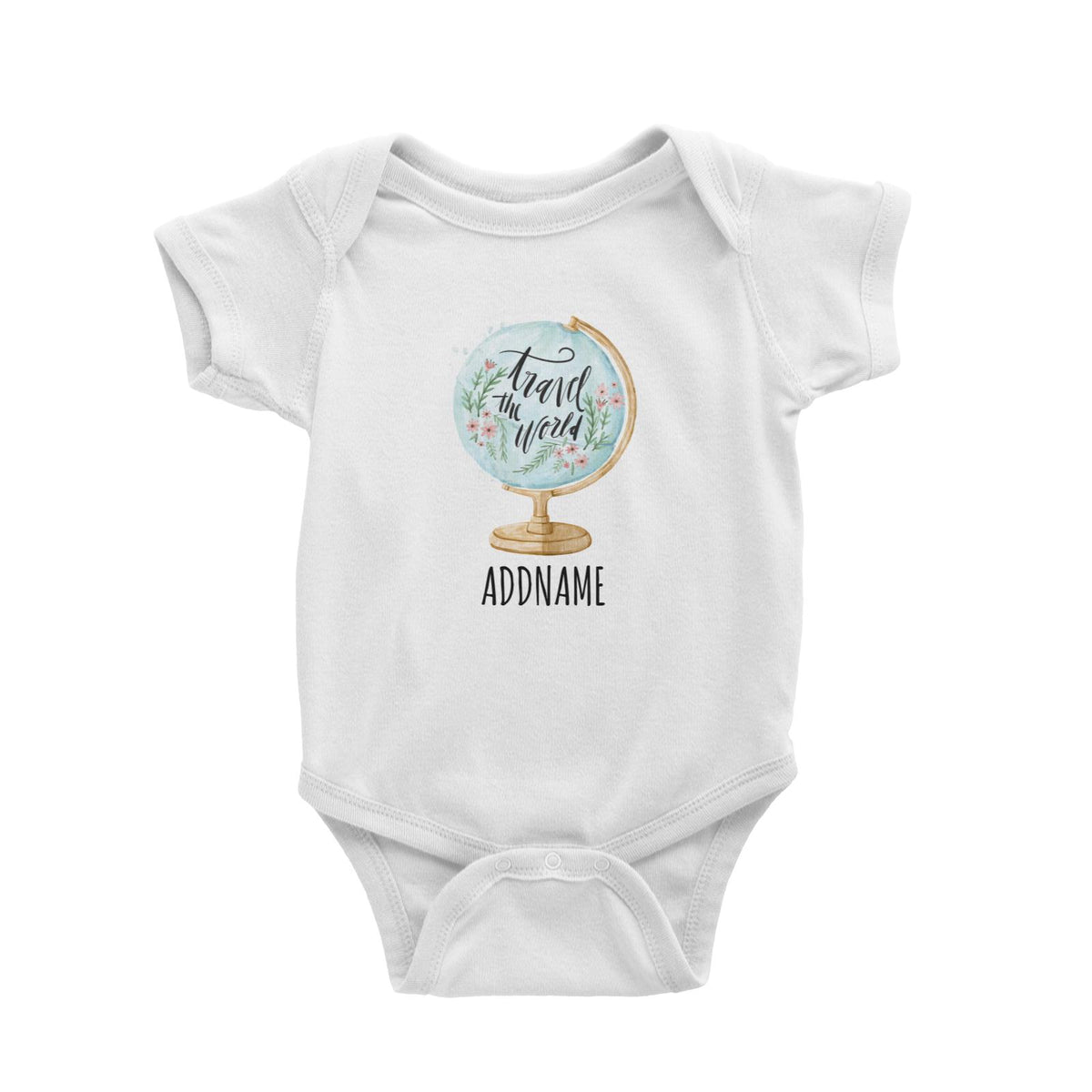 Watercolour Travel the World White White Baby Romper