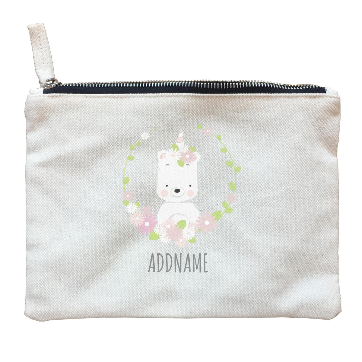 Sweet Wreath Unicorn Sweet Bear Addname Zipper Pouch