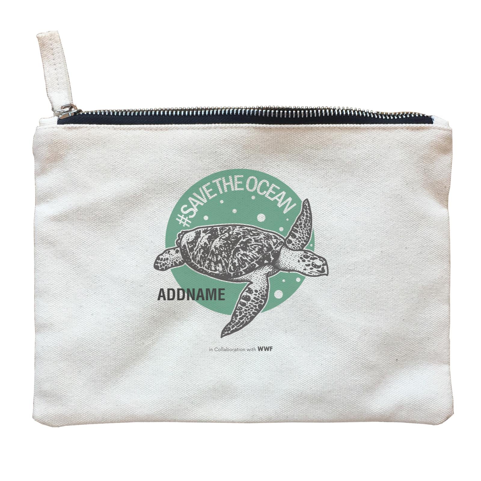 Hashtag Save the Ocean with Turtle Addname Zipper Pouch