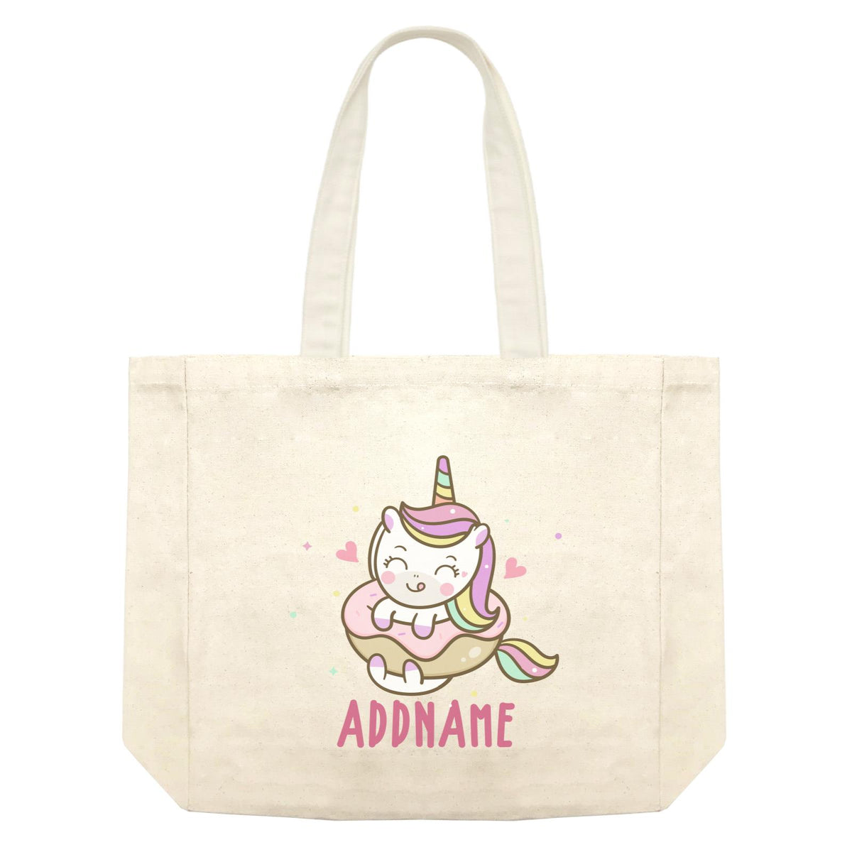 Unicorn And Princess Series Unicorn Eating Donut Addname Shopping Bag