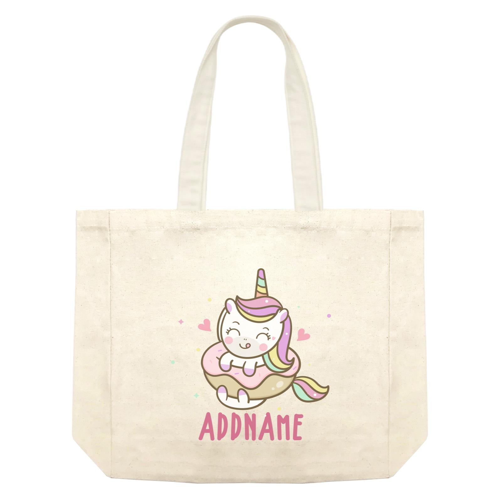 Unicorn And Princess Series Unicorn Eating Donut Addname Shopping Bag