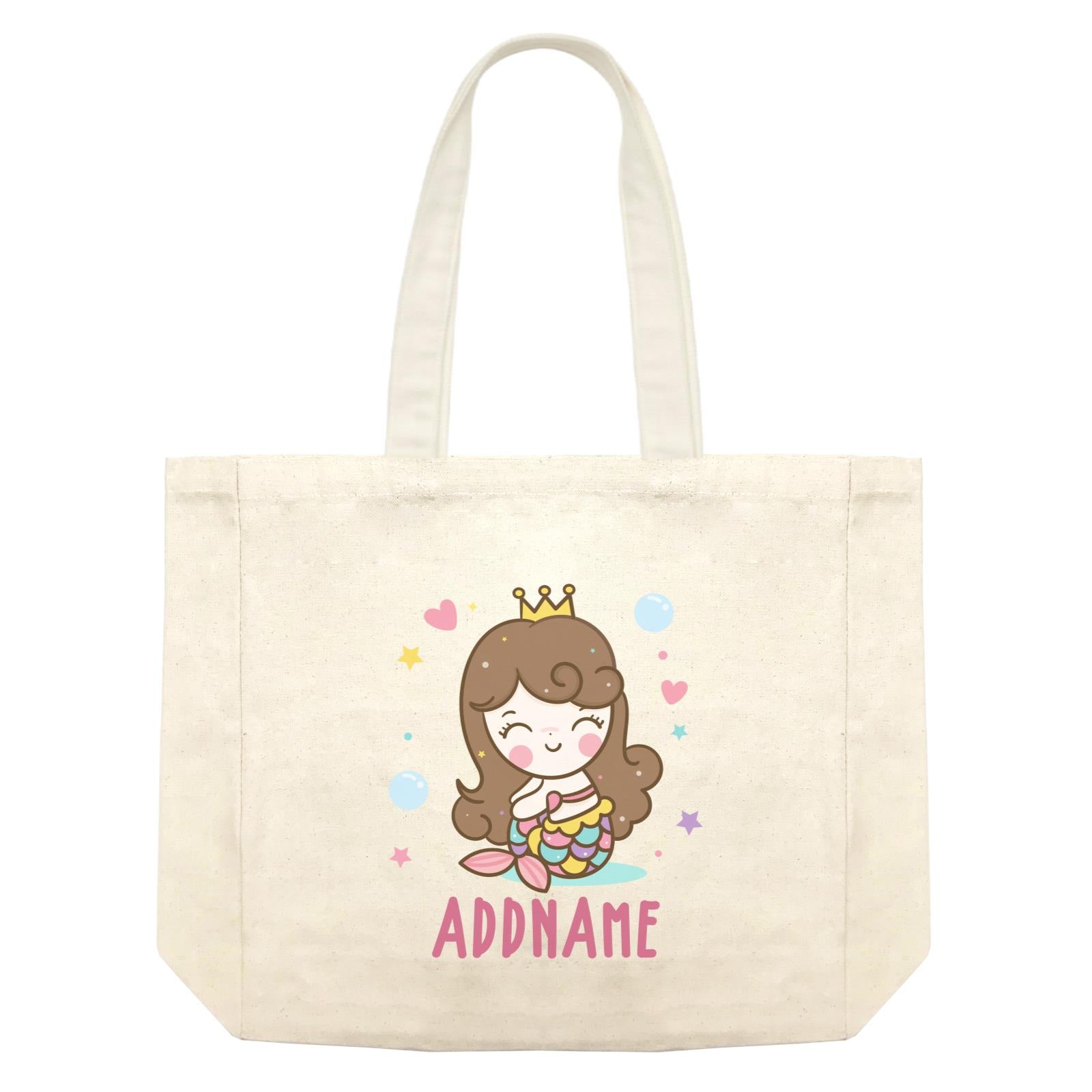 Unicorn And Princess Series Cute Happy Sitting Mermaid Girl Addname Shopping Bag