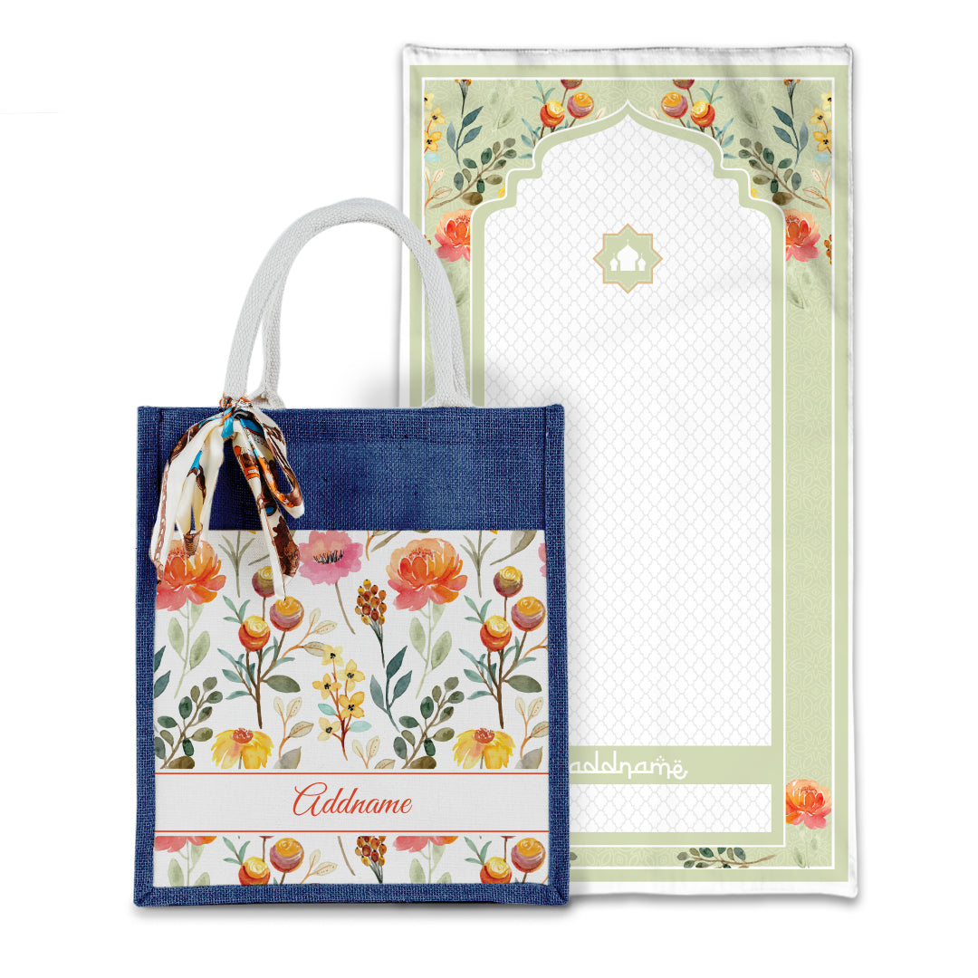 Laura Carnelian Sejadah with Matching Colourful Jute Bag