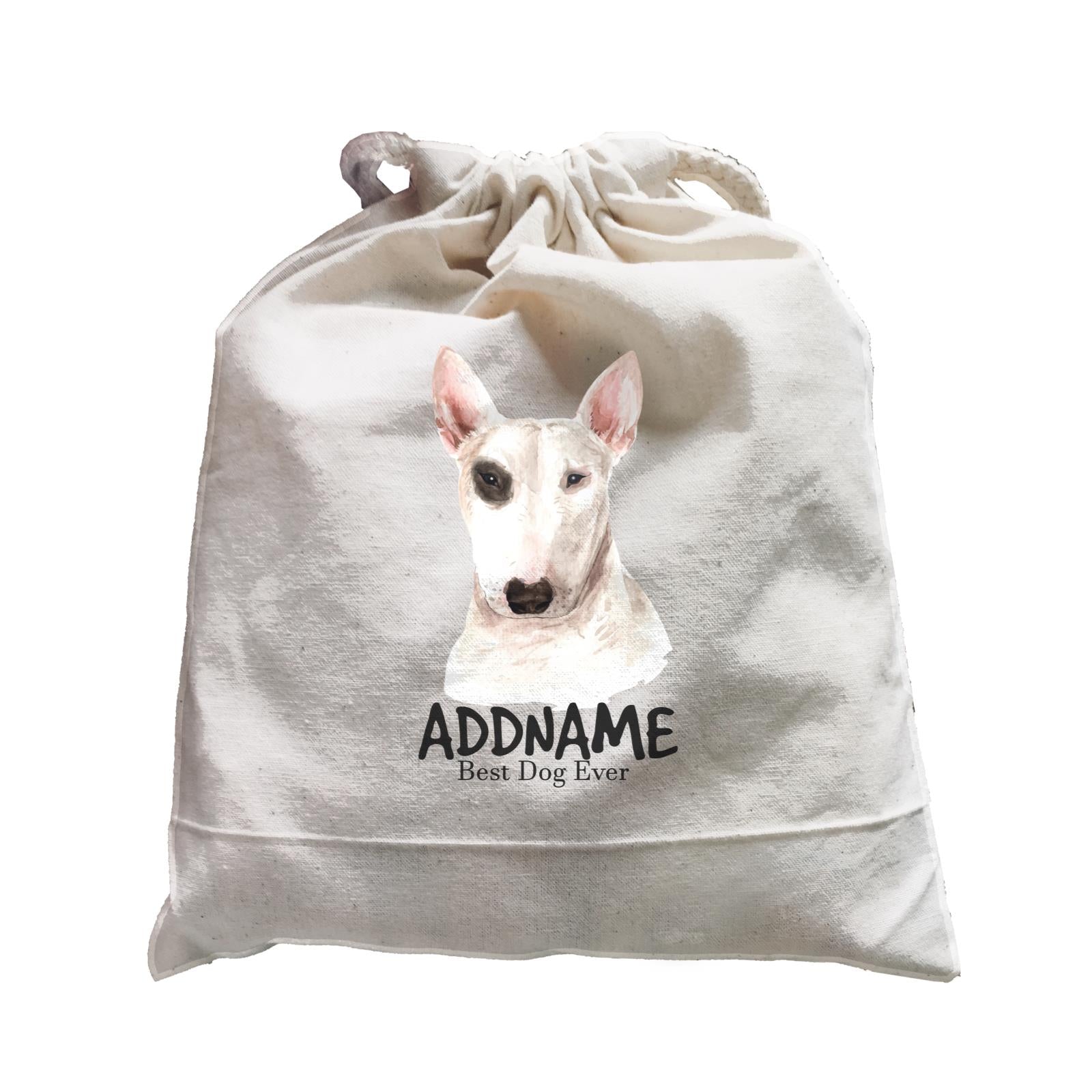 Watercolor Dog Bull Terrier Best Dog Ever Addname Satchel