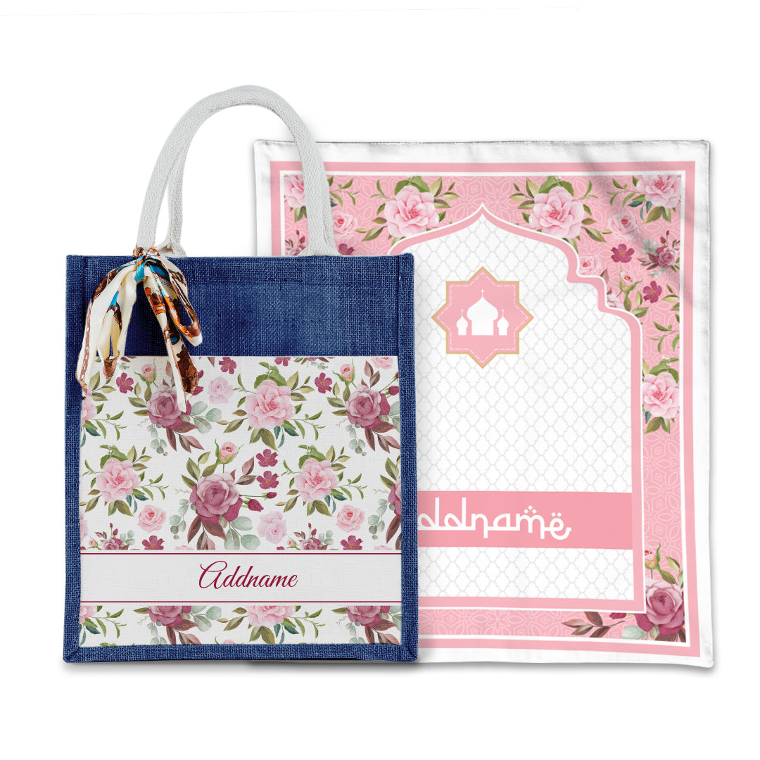 Laura Ruby Sejadah with Matching Colourful Jute Bag