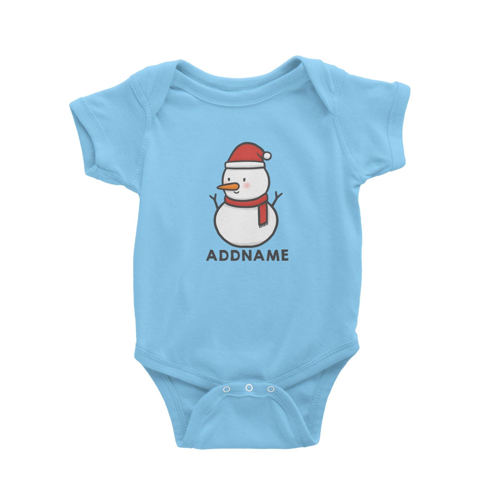 Xmas Cute Snowman Facing Left Addname Baby Romper