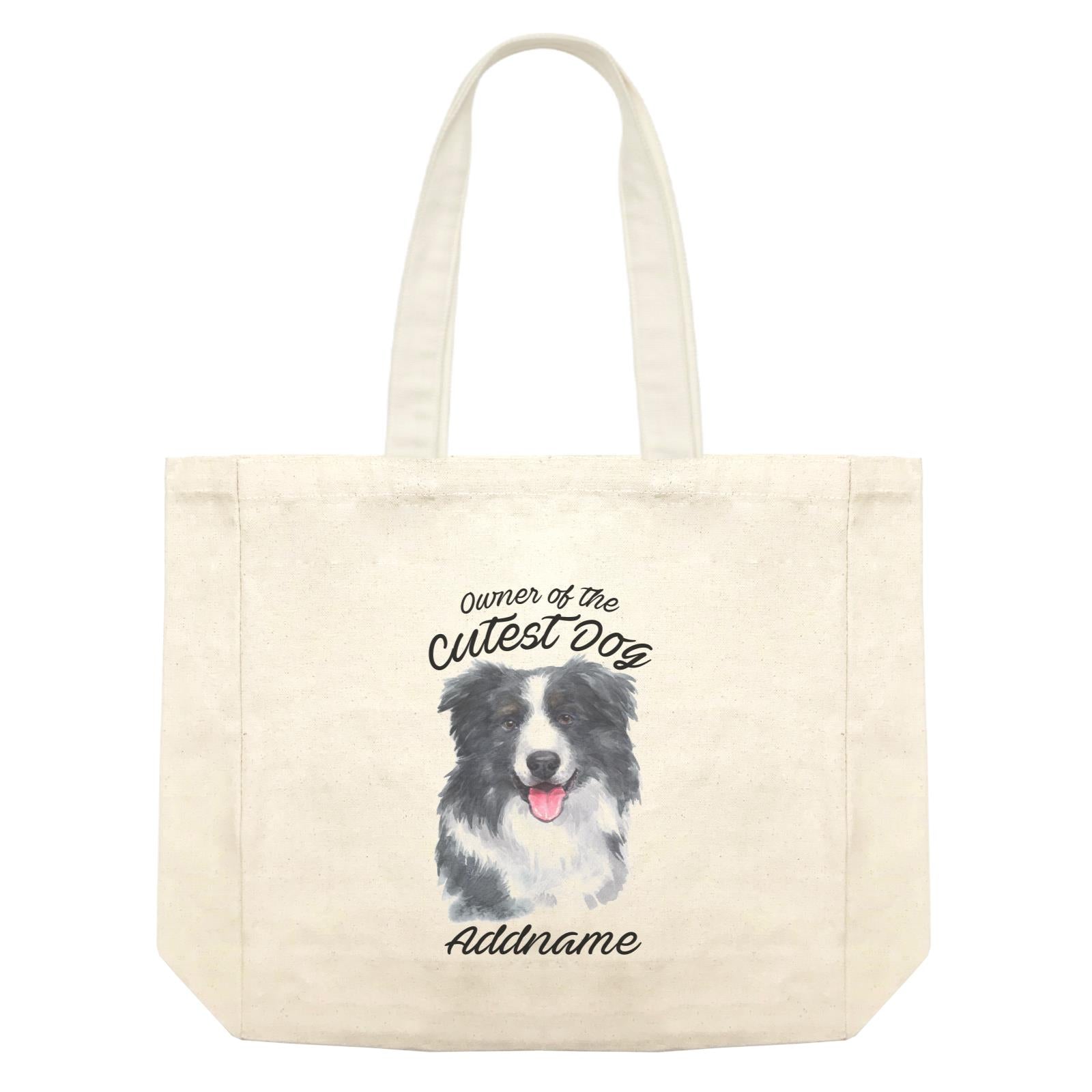 Watercolor Dog Owner Of The Cutest Dog Border Collie Addname Shopping Bag