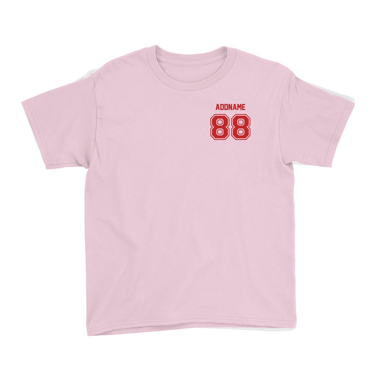Chinese New Year Lucky 88 Red Pattern Name and Number Pocket Kid's T-Shirt  Personalizable Designs