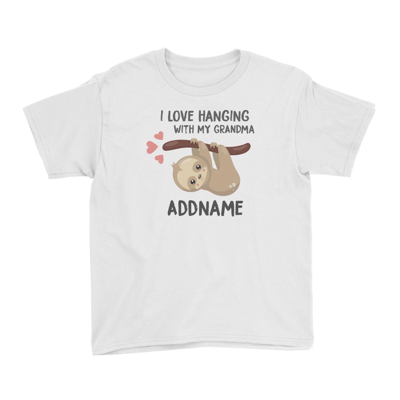 Cute Sloth I Love Hanging With My Grandma Addanme Kid's T-Shirt