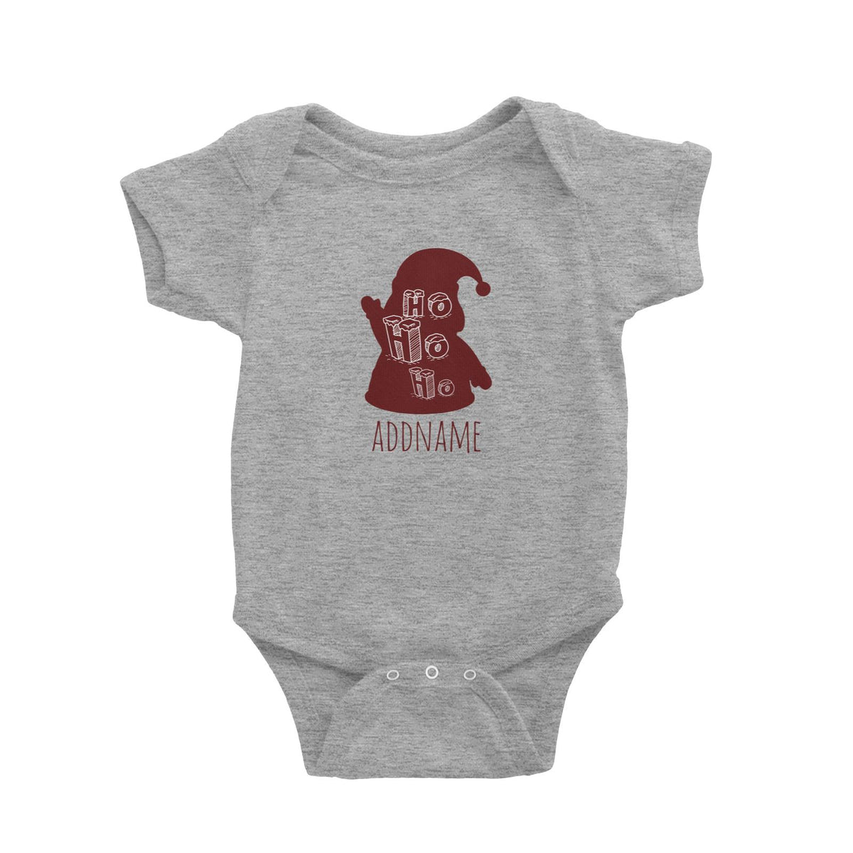 Christmas Series Red Santa Silhouette Ho Ho Ho Baby Romper