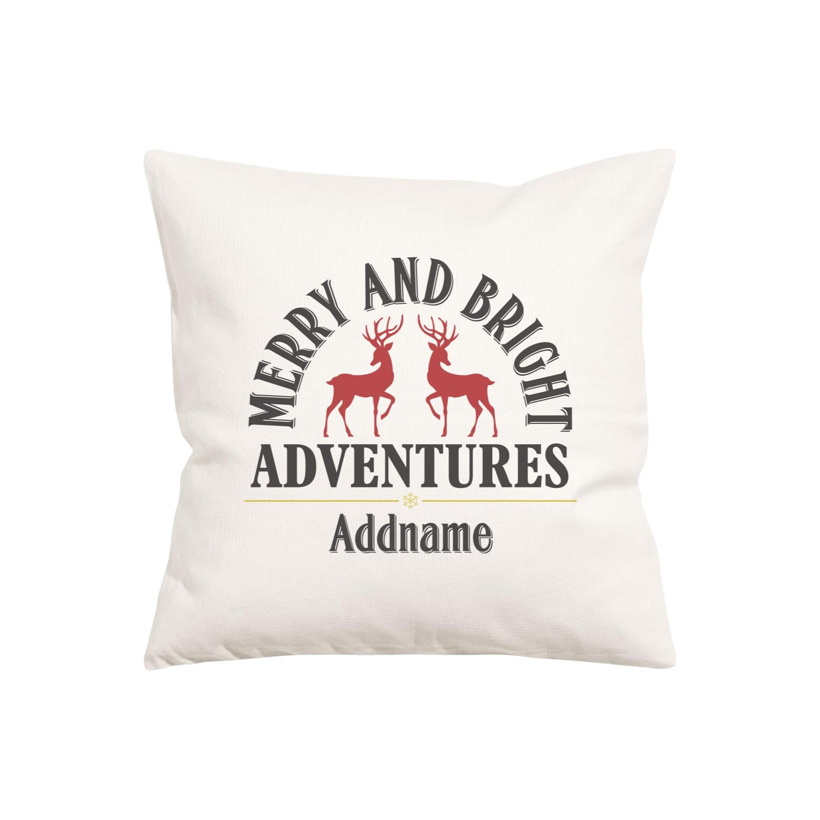 Xmas Merry and Bright Adventures with Reindeers Pillow Pillow Cushion