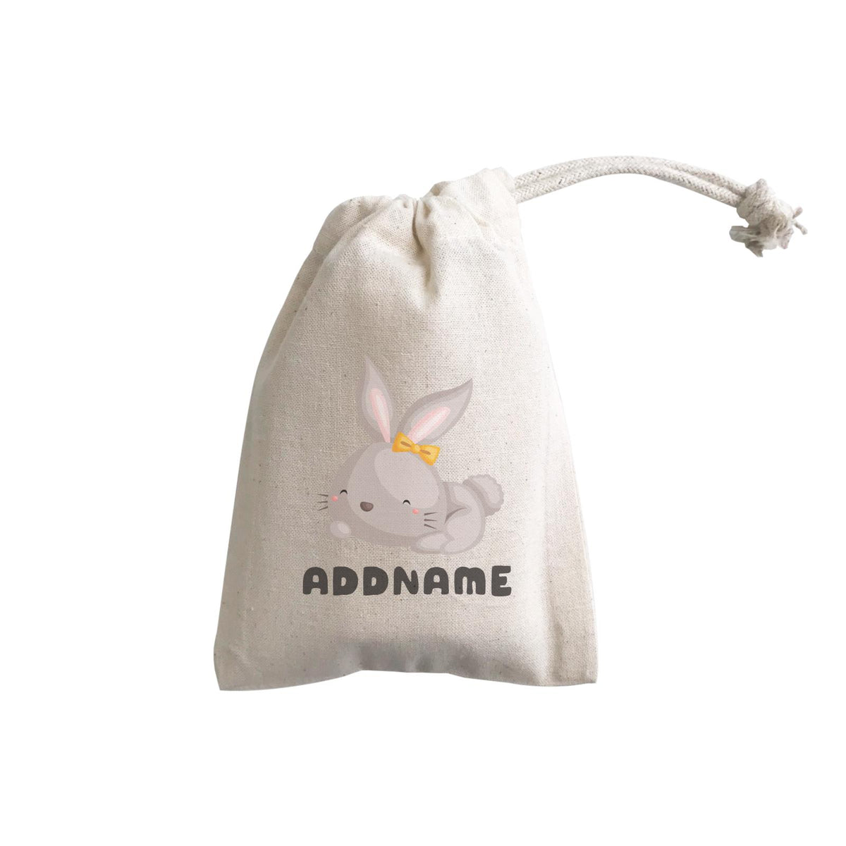 Birthday Friendly Animals Happy Rabbit Wearing Ribbon Addname GP Gift Pouch