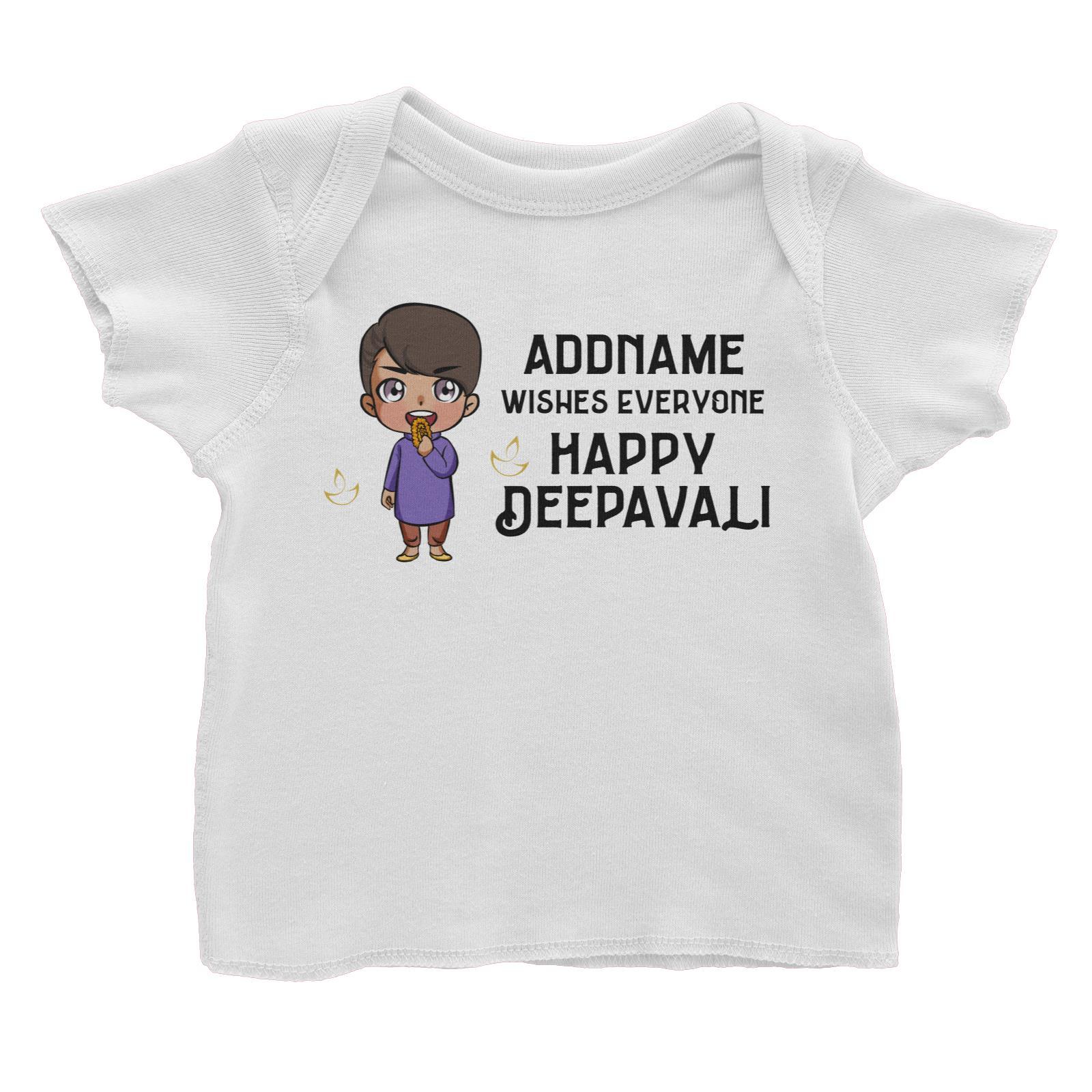Deepavali Chibi Little Boy Front Addname Wishes Everyone Deepavali Baby T-Shirt
