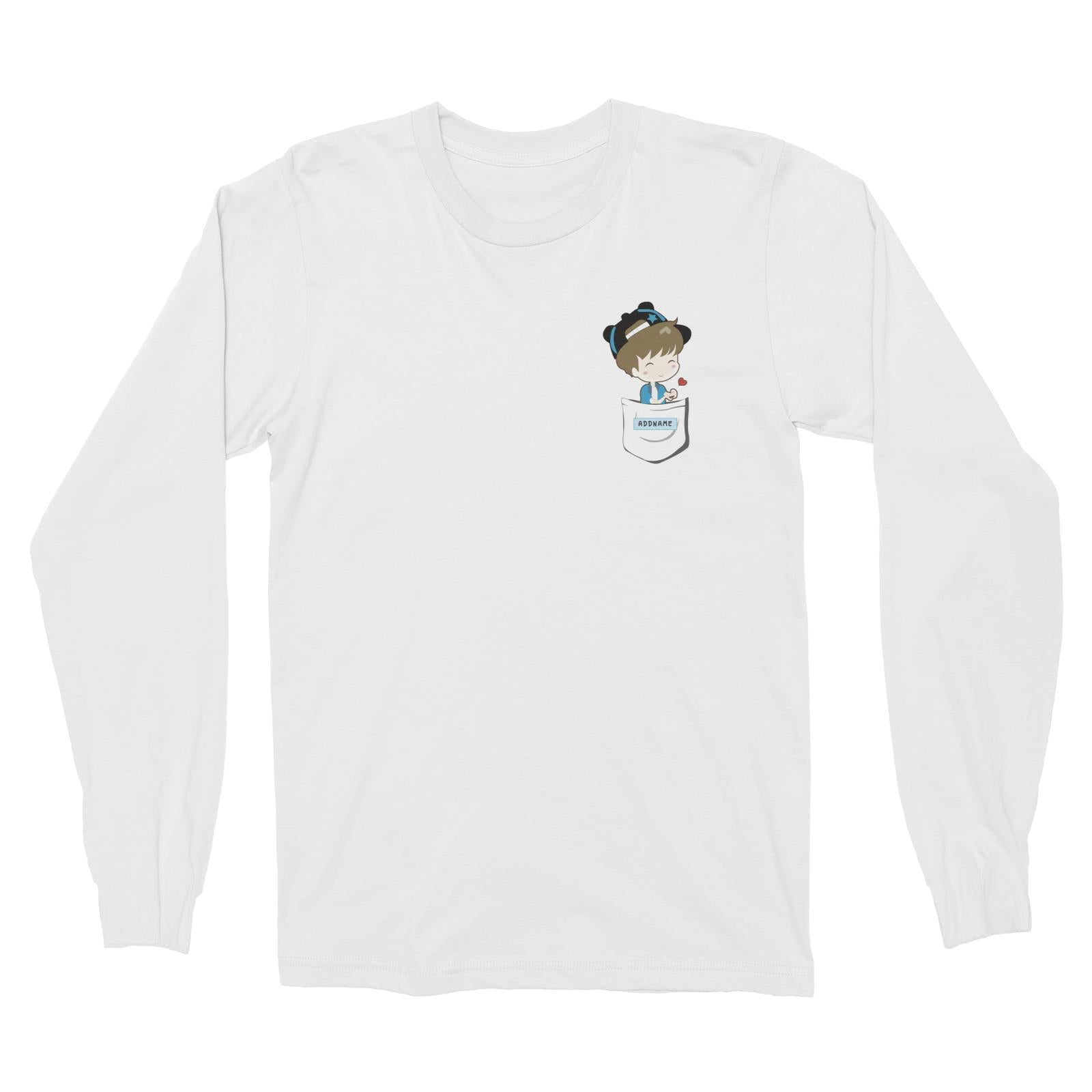 My Lovely Family Series Pocket Size Daddy Addname Long Sleeve Unisex T-Shirtt (FLASH DEAL)