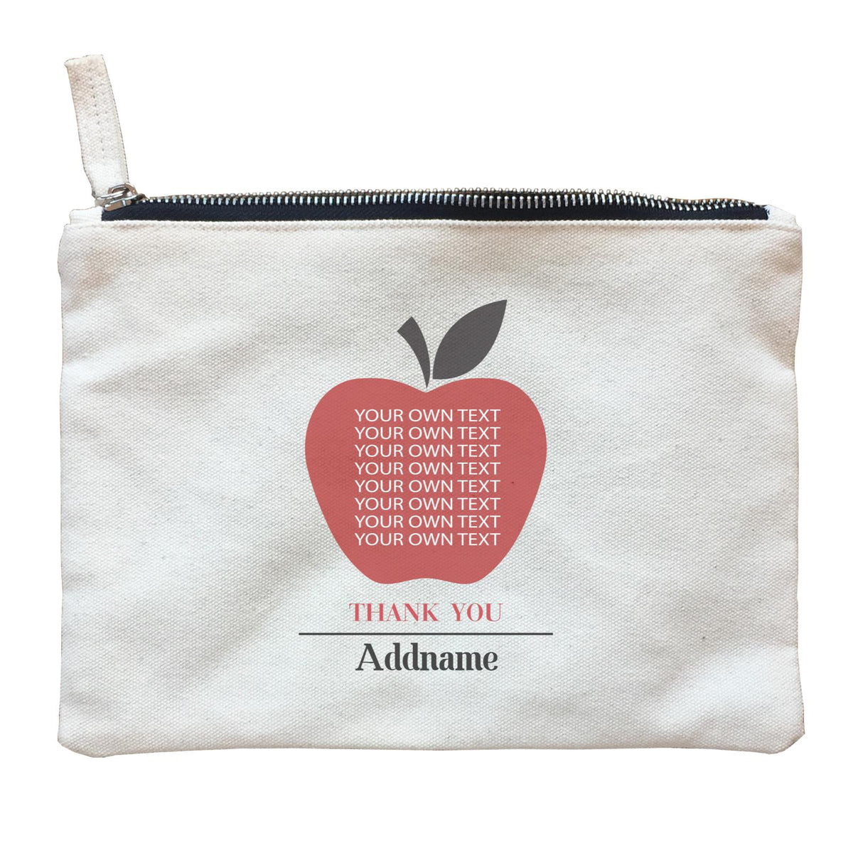 Teacher Addname Big Red Apple Thank You Addname &amp; Add Text Zipper Pouch