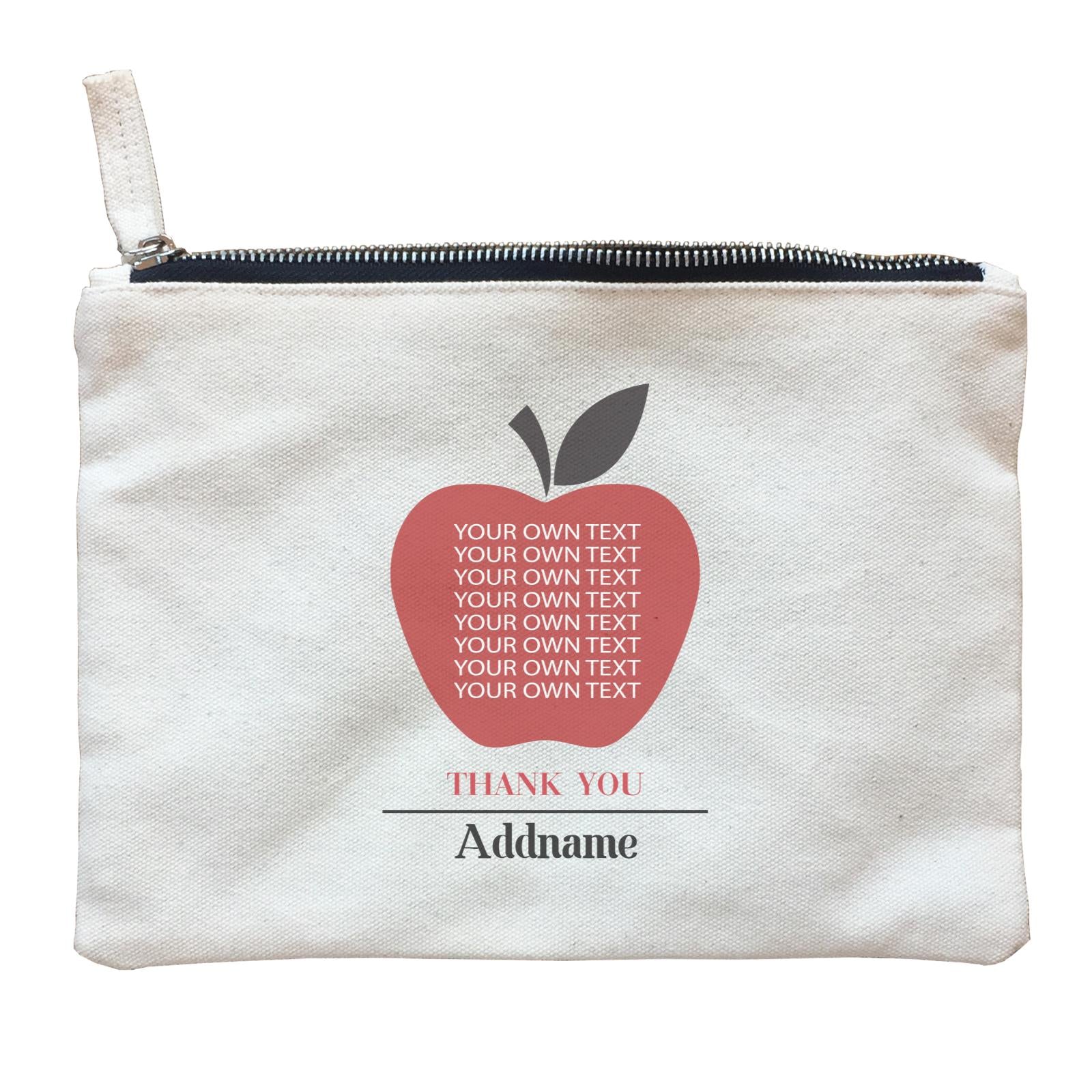 Teacher Addname Big Red Apple Thank You Addname & Add Text Zipper Pouch