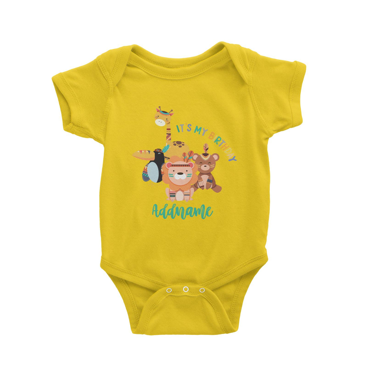 Animal Tribal Birthday Theme Addname Baby Romper