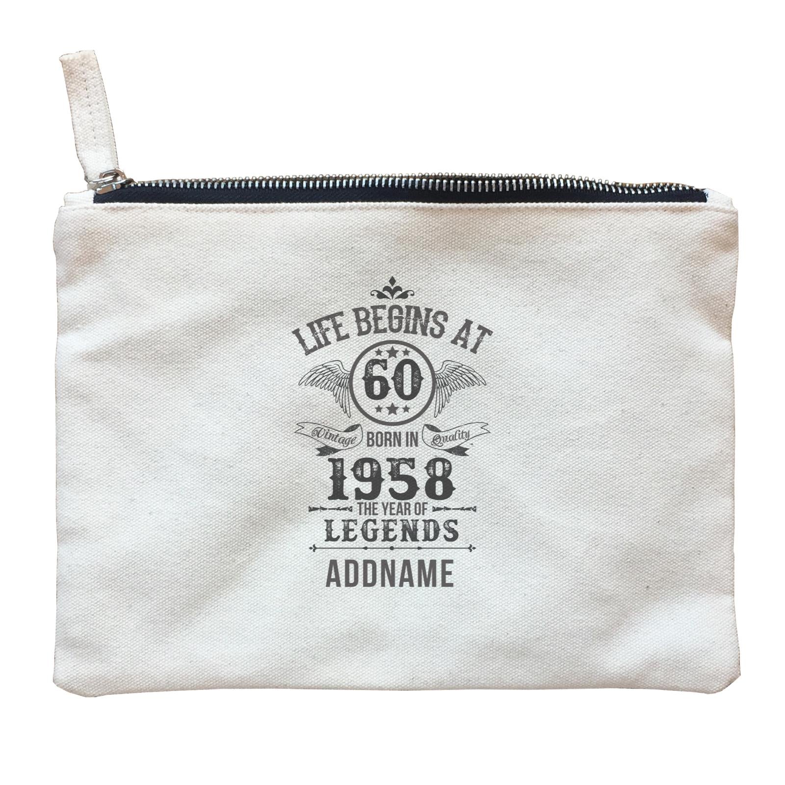 Personalize It Birthyear Life Begins At The Year Legends with Addname and Add Year Zipper Pouch