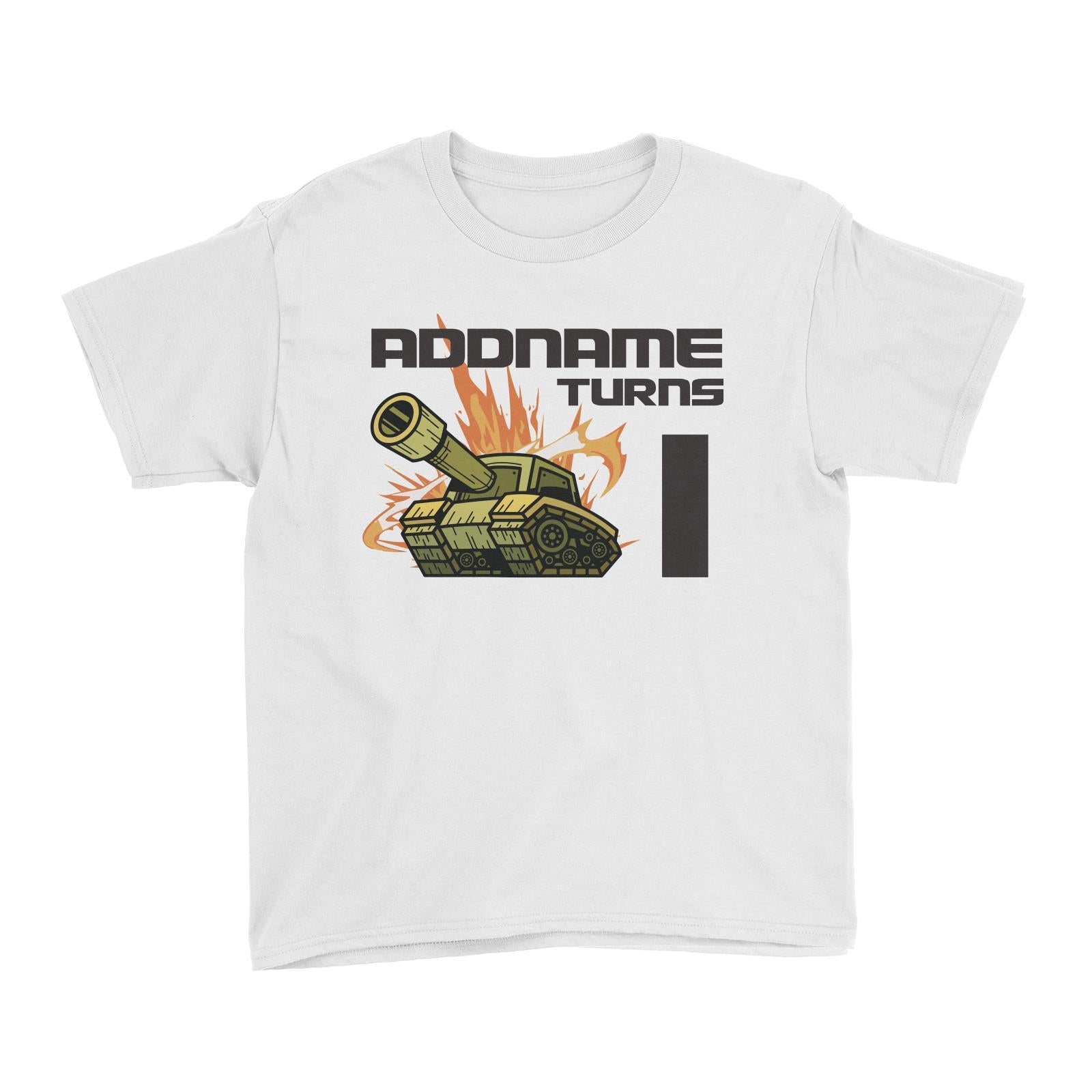 Birthday Battle Theme Tank Addname Turns 1 Kid's T-Shirt