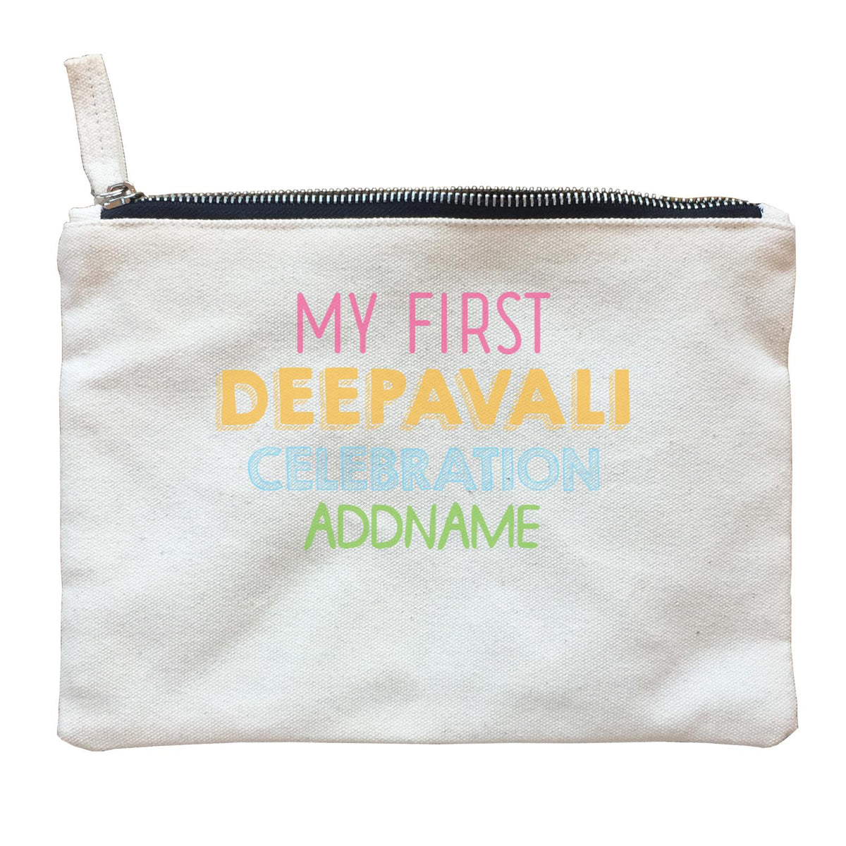 Deepavali Colourful My First Deepavali Celebration Addname Zipper Pouch
