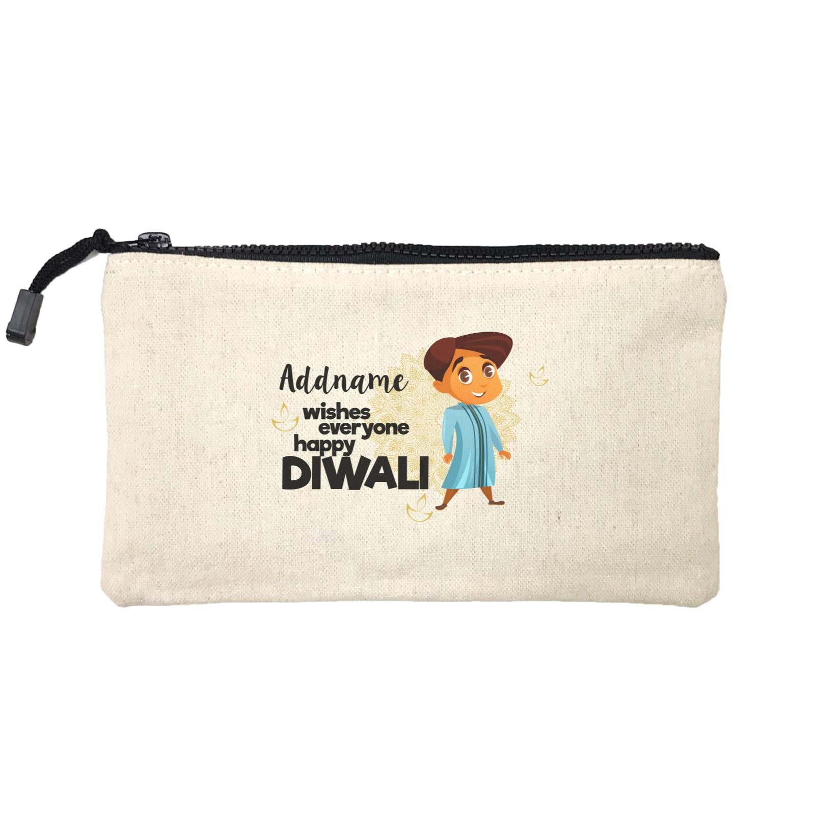 Cute Boy Wishes Everyone Happy Diwali Addname Mini Accessories Stationery Pouch