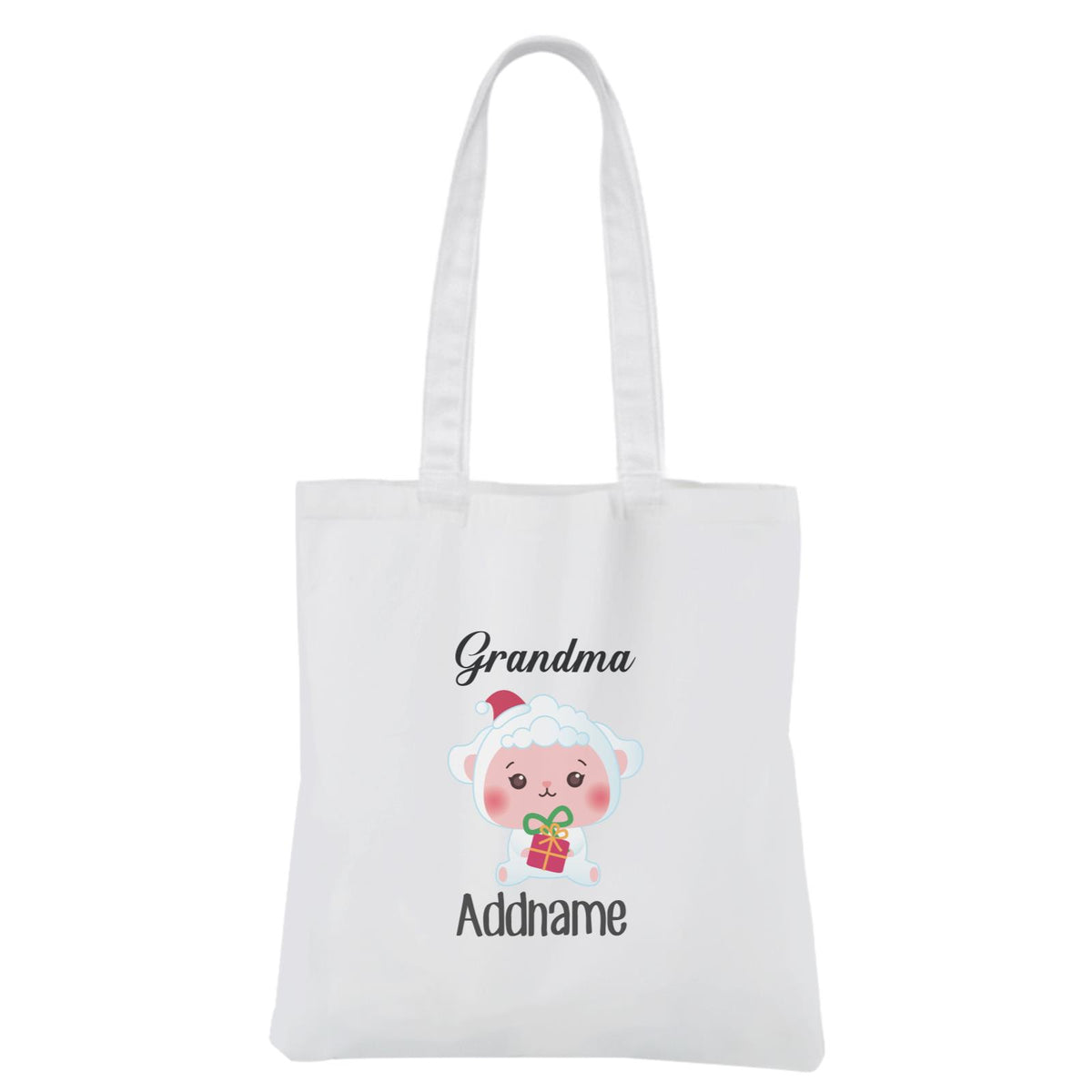 Christmas Cute Animal Series Grandma Sheep White Canvas Bag
