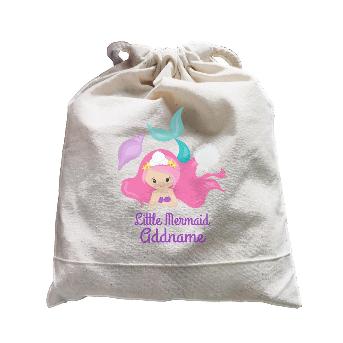 Little Mermaid Lying Down with Seashells Addname Satchel