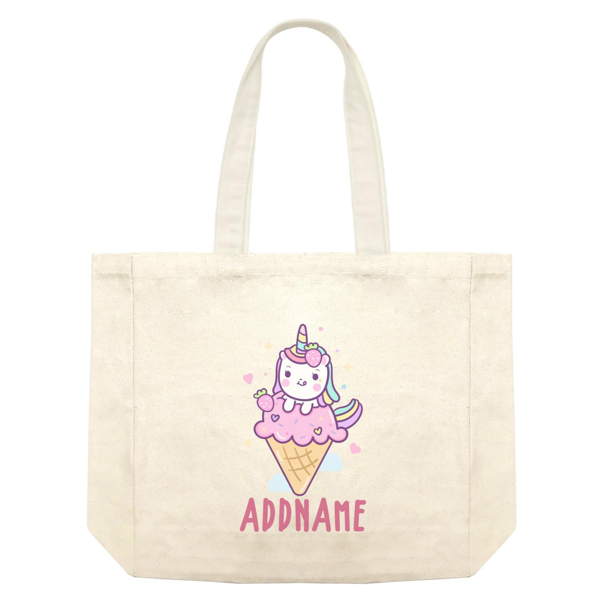 Unicorn And Princess Series Unicorn Hugging Ice Cream Addname Shopping Bag