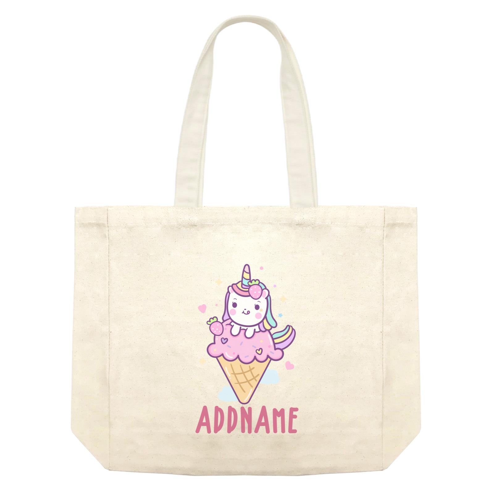 Unicorn And Princess Series Unicorn Hugging Ice Cream Addname Shopping Bag